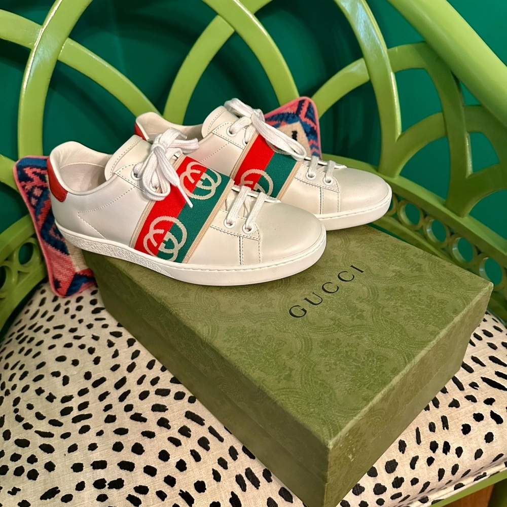 Gucci Ace Logo Band Sneakers Sz 6